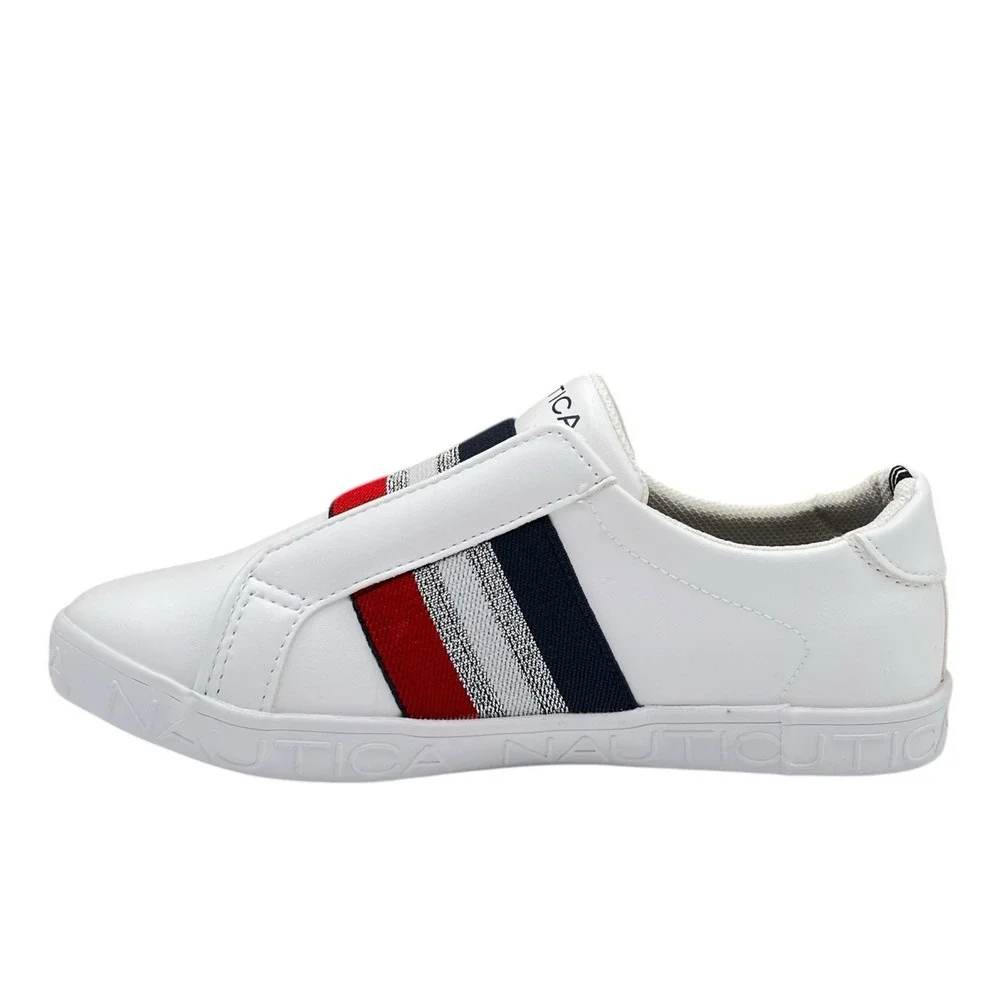 Nautica Youth Girls Fashion Sneaker Size 5 White Multicolor Slip On Casual Shoes